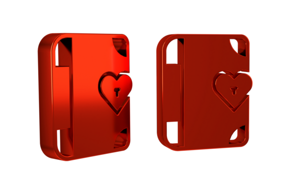 Red Love diary notebook album icon isolated on transparent background. Happy Valentines day. - Powered by Adobe