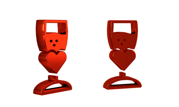 Red Glass of champagne icon isolated on transparent background. Happy Valentines day.