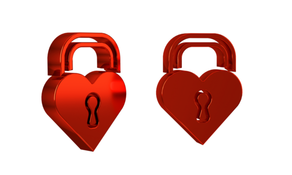 Red Castle in the shape of a heart icon isolated on transparent background. Locked Heart. Love symbol and keyhole sign. Happy Valentines day.