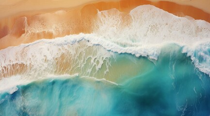 Fototapeta na wymiar Generative AI image of beach front beach scene water landscape aerial