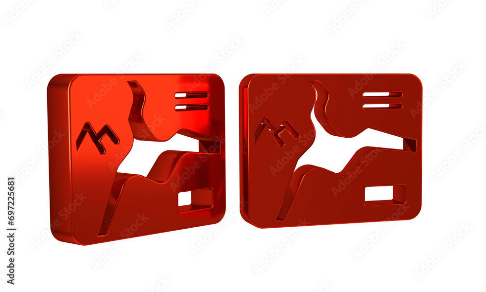 Poster red topographic map with route and coordinates icon isolated on transparent background.