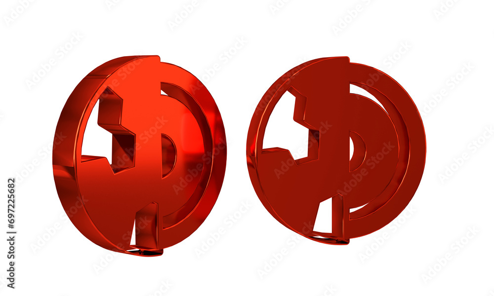 Poster red earth core structure crust icon isolated on transparent background.