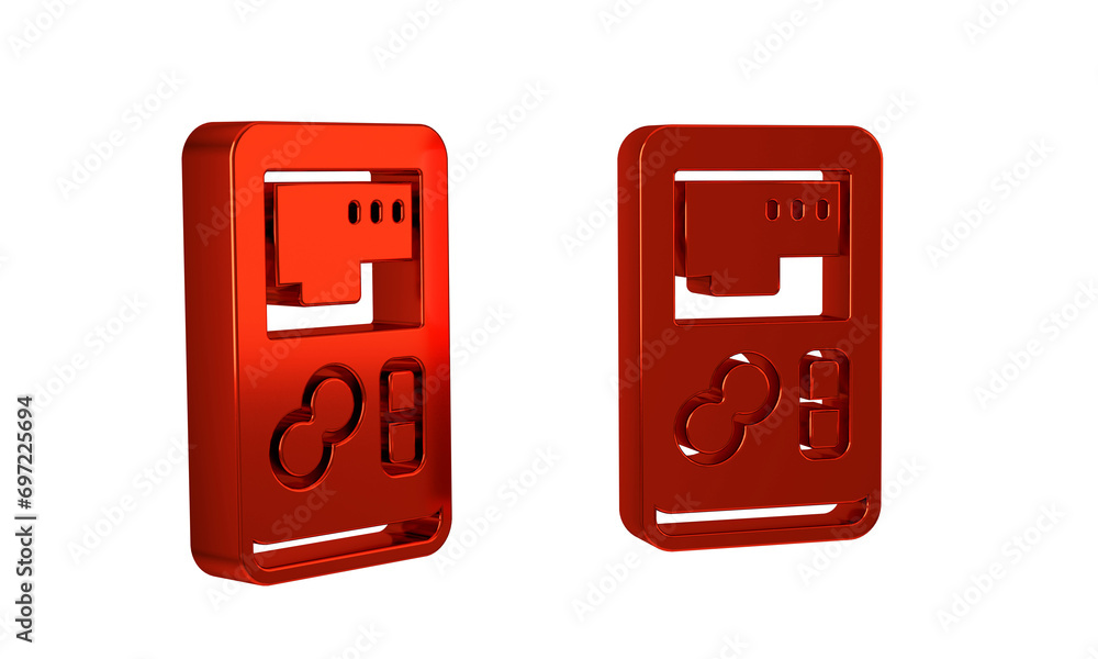 Poster red portable video game console icon isolated on transparent background. handheld console gaming.
