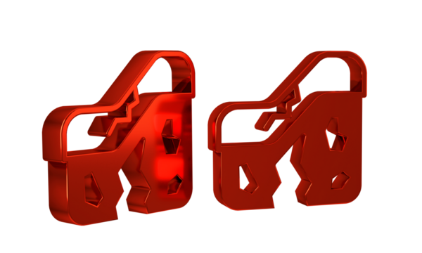 Red Geological fault icon isolated on transparent background. Structural geology.