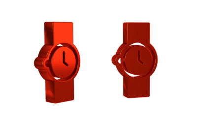Red Wrist watch icon isolated on transparent background. Wristwatch icon.