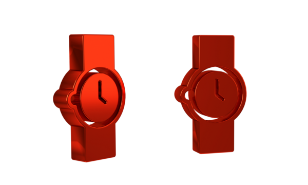 Red Wrist watch icon isolated on transparent background. Wristwatch icon. - Powered by Adobe