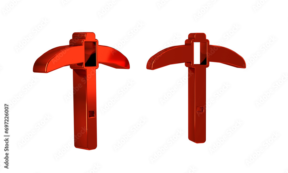 Poster red pickaxe icon isolated on transparent background.