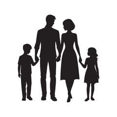 Family Silhouette: Coastal Sunset Serenity, Illustrating the Tranquil and Serene Silhouettes of a Family by the Coastal Sunset
