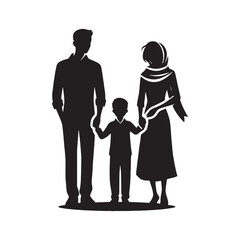 Family Silhouette: Sunset Affection, Depicting the Tender and Loving Silhouettes of a Family Embracing Each Other Under the Warm Sunset Glow
