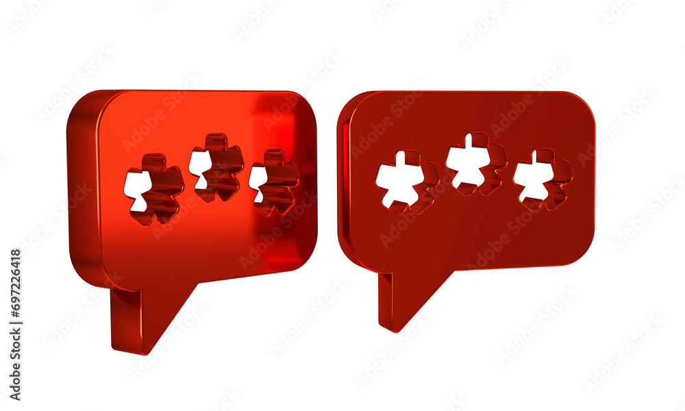 Poster red speech bubble chat icon isolated on transparent background. message icon. communication or comme