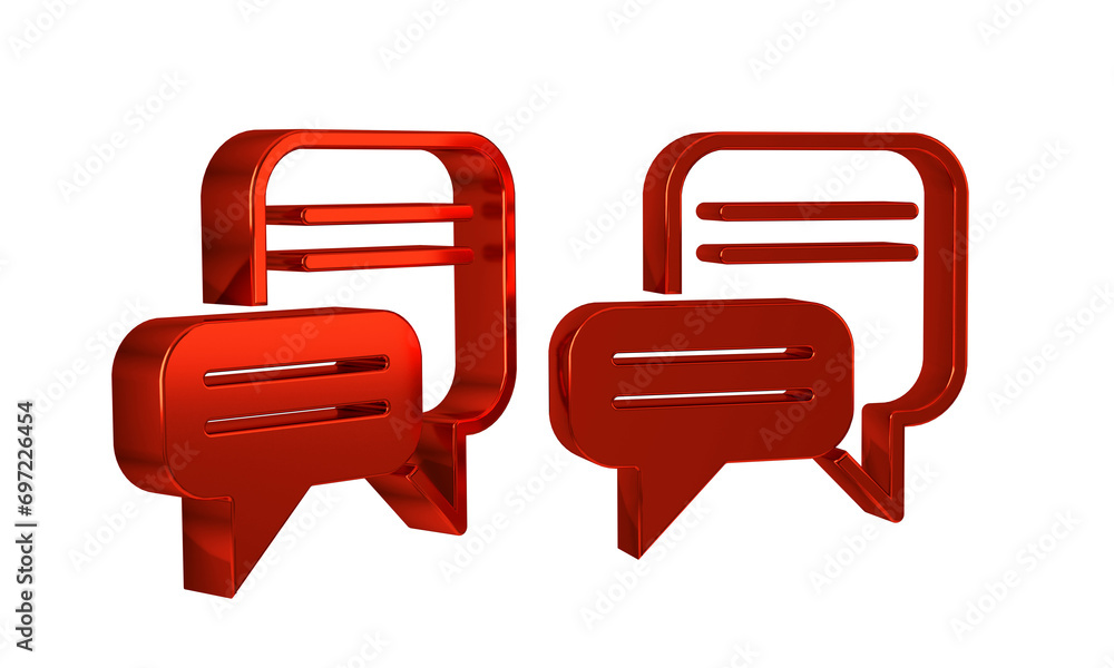 Poster red speech bubble chat icon isolated on transparent background. message icon. communication or comme