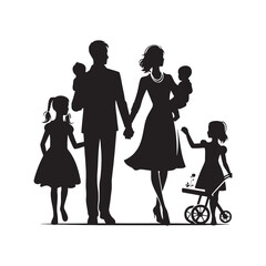 Silhouette of Family: Tropical Tranquility, Depicting the Relaxing and Serene Silhouettes of a Family Embracing a Tropical Getaway
