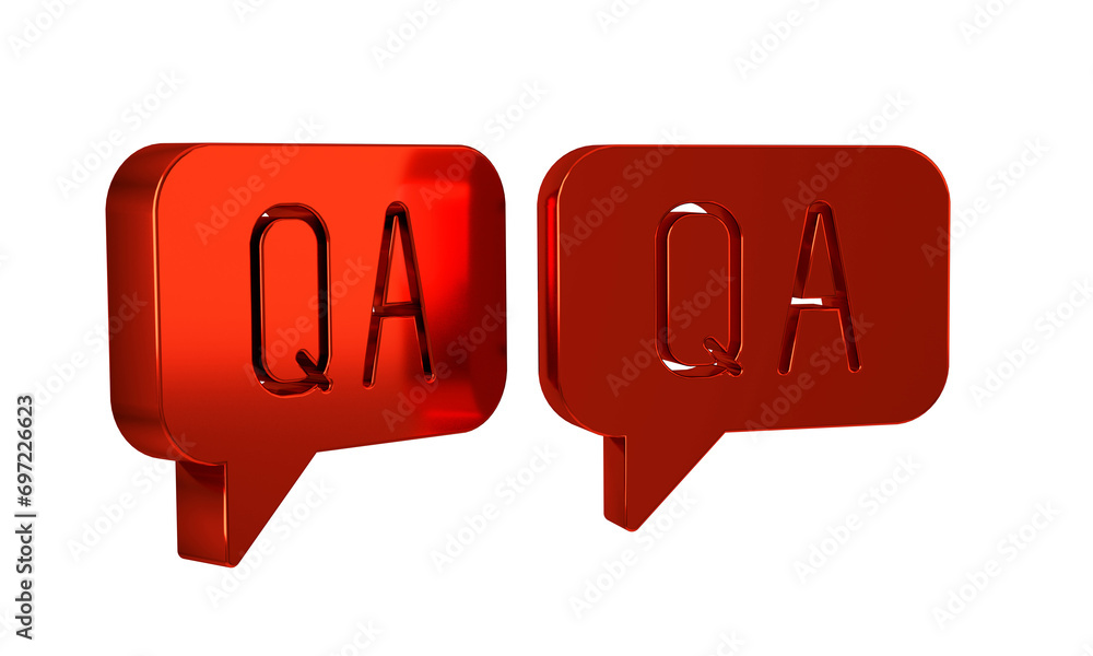 Poster red speech bubbles with question and answer icon isolated on transparent background. q and a symbol.