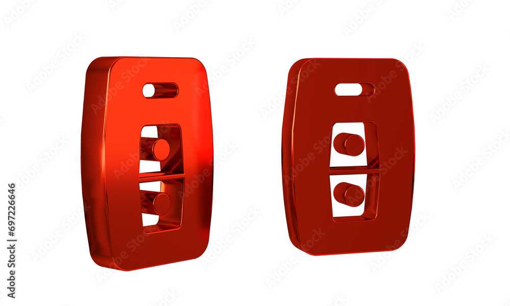 Poster red car key with remote icon isolated on transparent background. car key and alarm system.