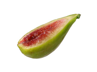 Half of fresh green fig isolated on white