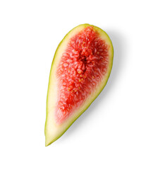 Slice of fresh green fig isolated on white, top view