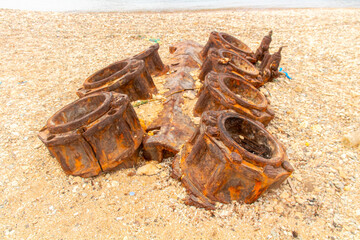 Old metal part of shipwrecked boats from Rimel, Bizerte, Tunisia