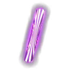 White symbol with ultra thin luminous purple vertical straps