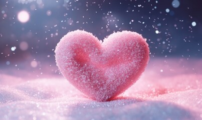 Valentine's day background with heart and snowflakes.