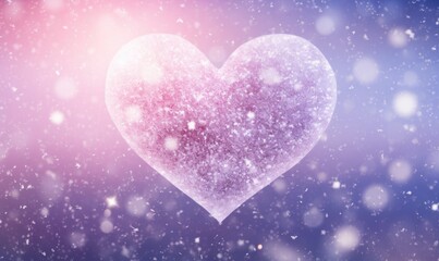 Fototapeta premium Valentine's day background with heart and snowflakes.