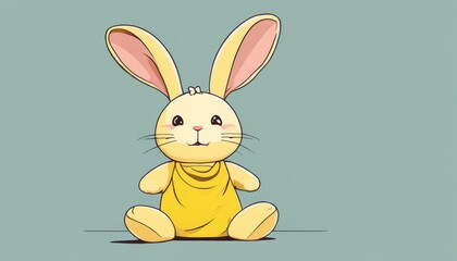 Obraz premium A yellow cartoon bunny with a sad face