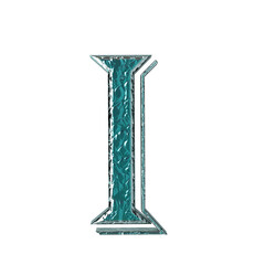 Turquoise symbol in a silver frame. letter i