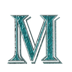 Turquoise symbol in a silver frame. letter m