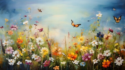 Flower meadow with butterflies 