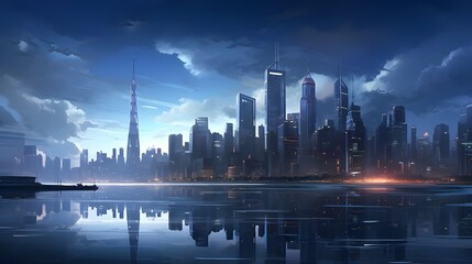 Obraz premium Skyline of a city with a beautiful sky