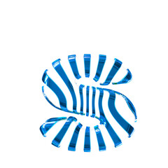 White symbol with blue thin vertical straps. letter s