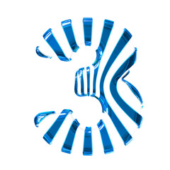 White symbol with blue thin vertical straps. number 3