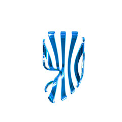 White symbol with blue thin vertical straps