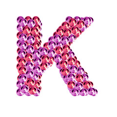 Symbol of pink and purple spheres. letter k