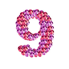Symbol of pink and purple spheres. number 9