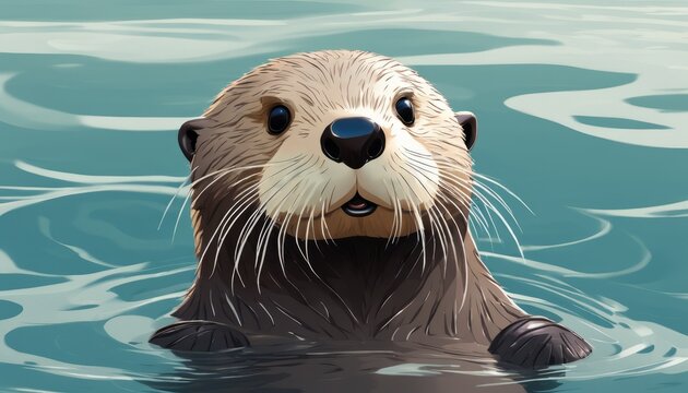 A cartoon otter in the water