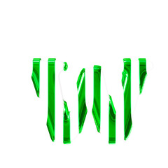 White symbol with thin green vertical straps. letter w