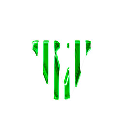 White symbol with thin green vertical straps. letter v