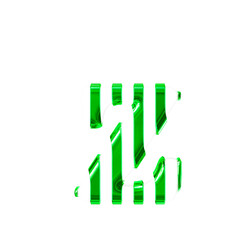White symbol with thin green vertical straps. letter z