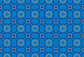 Seamless pattern with symmetric geometric ornament. Ornamental mosaic texture. 