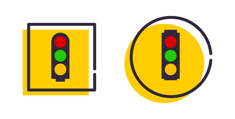 Traffic light icon outline style. Stoplight street symbol. Vector illustration - obrazy, fototapety, plakaty