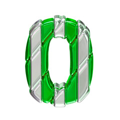Green symbol with silver straps. top view. number 0