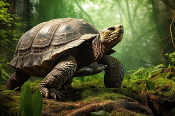 Fototapeta premium The Aldabra giant tortoise (Aldabrachelys gigantea)