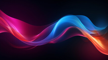 Abstract flowing wavy fluid colorful light on black background