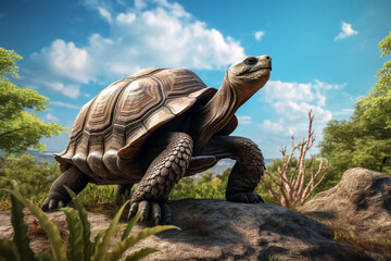 The Aldabra giant tortoise (Aldabrachelys gigantea)