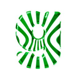 White symbol with green thin vertical straps. letter g