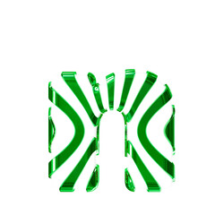 White symbol with green thin vertical straps. letter n