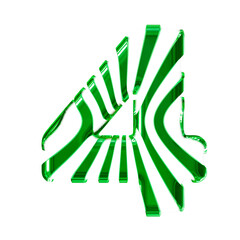 White symbol with green thin vertical straps. number 4