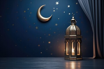 Decorative Arabic lantern with a burning candle - obrazy, fototapety, plakaty