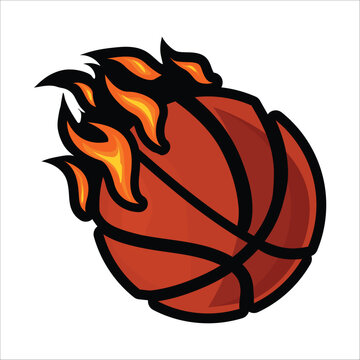 Basketball Vector with fire For Print, basketball icon, Basketball vector Illustration