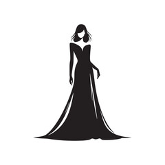 Well-Dressed Woman Silhouette: Evening Extravagance - A Lady in Glamorous Attire, Creating a Striking Silhouette Against the Twilight Sky, Radiating Evening Glamour and High-Fashion Sophistication.
